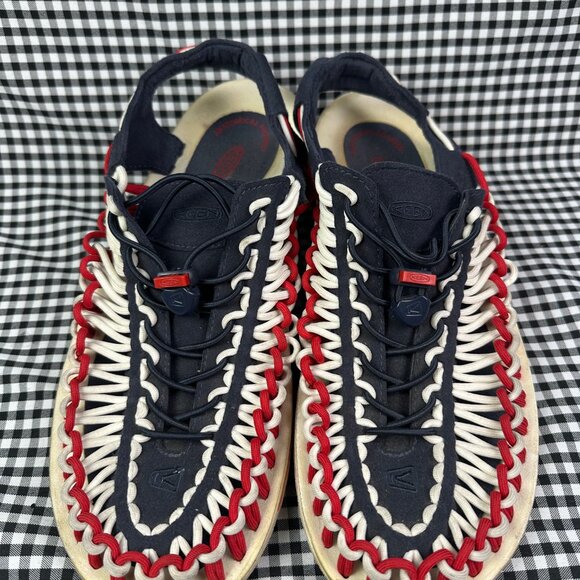 Keen UNEEK X Tokyo Hemp Connection Red White Blue Men's Gorpcore Sandal Size 11 - Picture 2 of 4